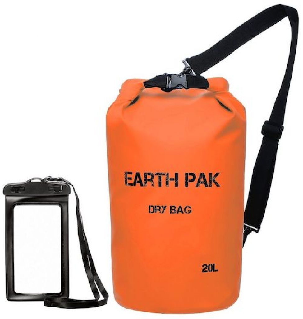 Earth Pak dry bags will keep your belongings nice and dry.