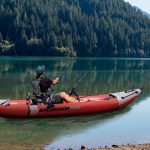 A man fishing out of the Intex Excursion Pro inflatable kayak