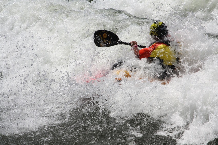 Kayak captured by whitewater