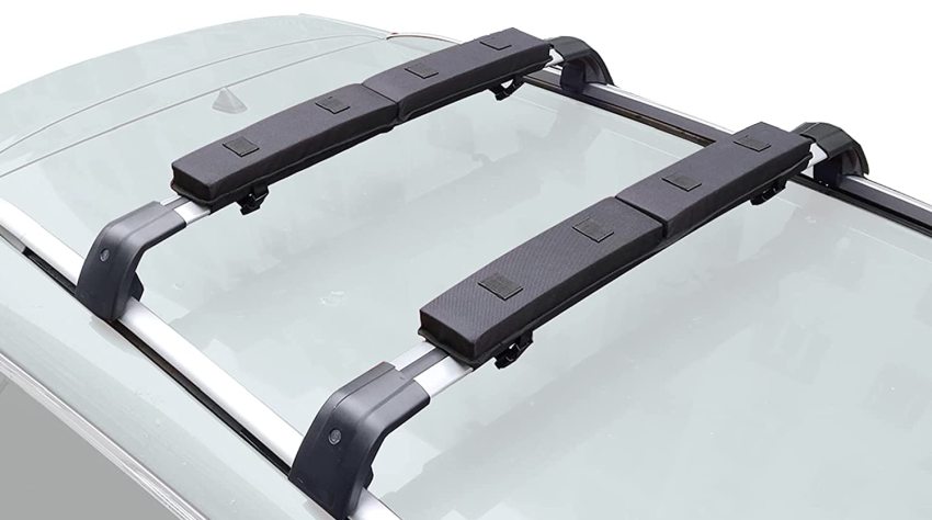 A pair of black roof crossbar pads