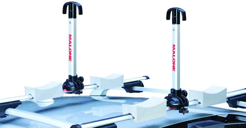 Two stacker-type roof kayak carriers