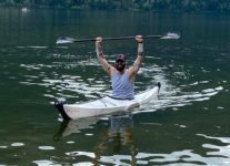 Andy Peloquin paddling the Oru Bay ST folding kayak