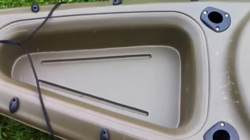 A rear tankwell of the Sun Dolphin Journey 12 SS kayak