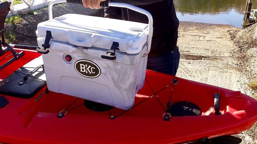 The BKC 20-liter cooler on the BKC PK12 Pedal kayak