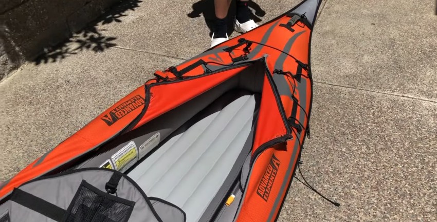 Bow of Advanced Elements AdvancedFrame Convertible kayak