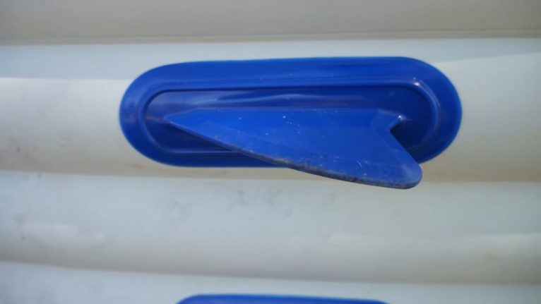 A blue plastic skeg