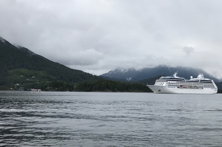 A cruise ship is heading to Sitka Sound