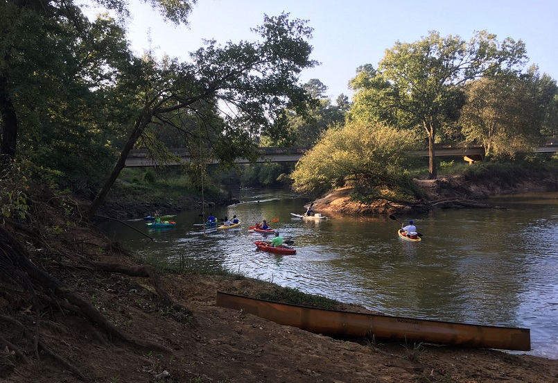A group of kayakers on the Cherokee Neches Paddling Trail, Texas