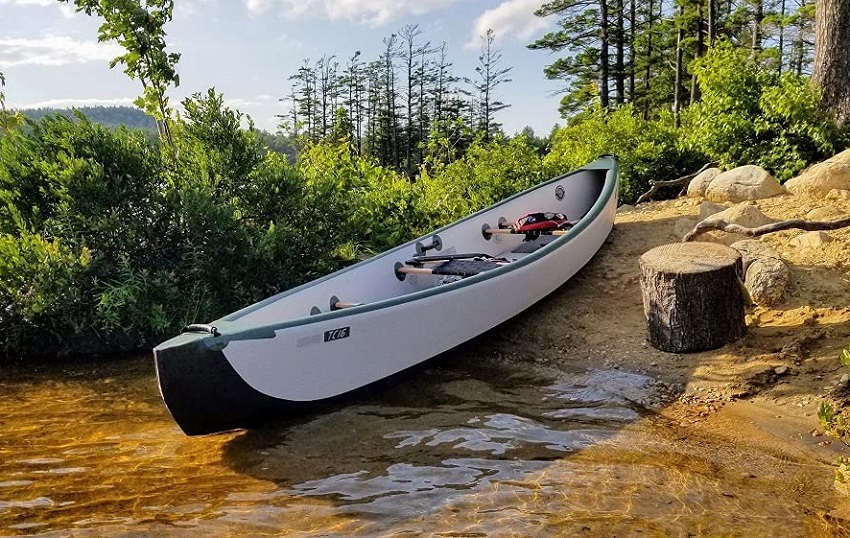 Sea Eagle TC16 Inflatable Travel Canoe at the waterside