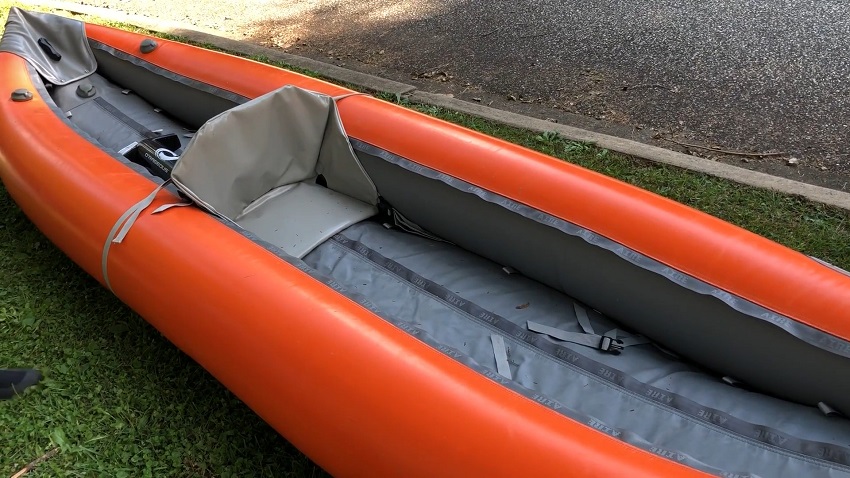 A comfortable internal seat of the Aire Outfitter I kayak