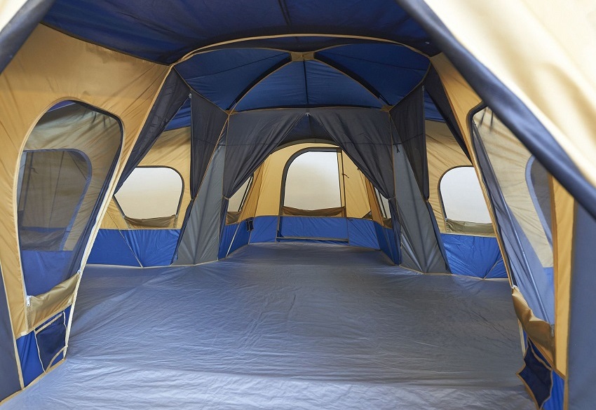 Interior of the Ozark Trail Base Camp 14-Person Cabin Tent