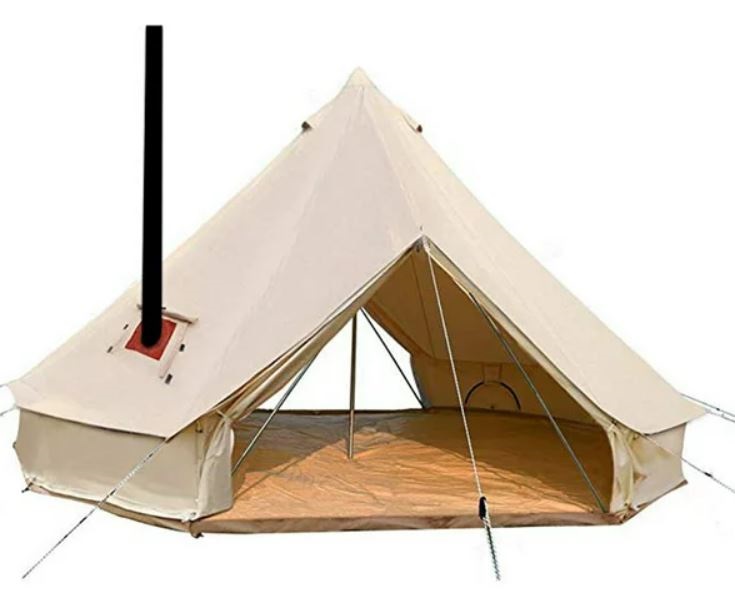 Yurtent Roomy Bell Tent with a stove jack opening on its sloping roof
