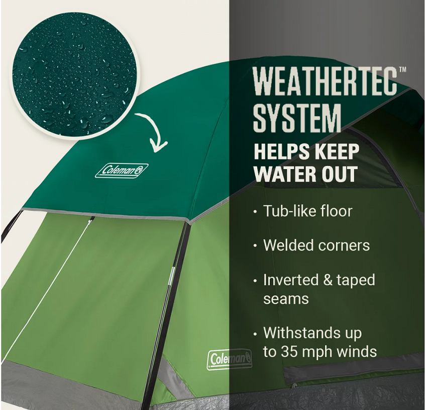 WeatherTec system of the Coleman Sundome 6-Person Tent
