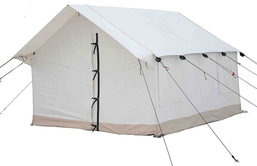 White Duck Alpha Canvas Wall Tent with closed doors and windows
