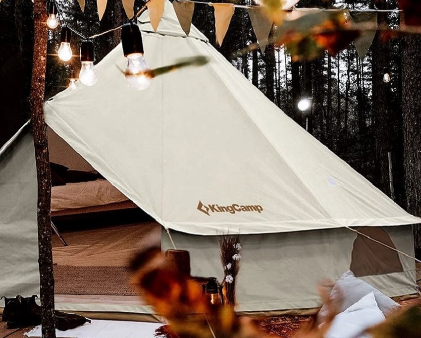 KingCamp Khan Canvas Tent pitched outdoors