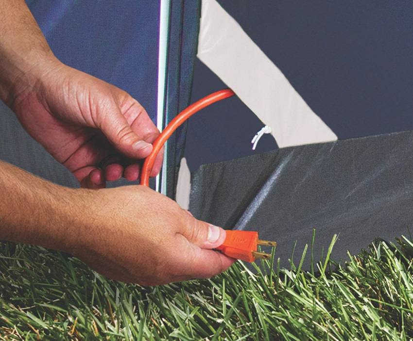 An E-port outside the Coleman Elite Sundome 6-Person Lighted Tent