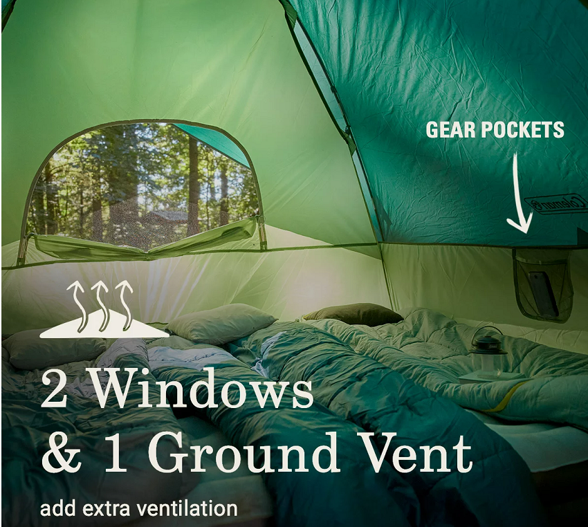 Breathability and ventilation features of the Coleman Sundome 6-Person Tent