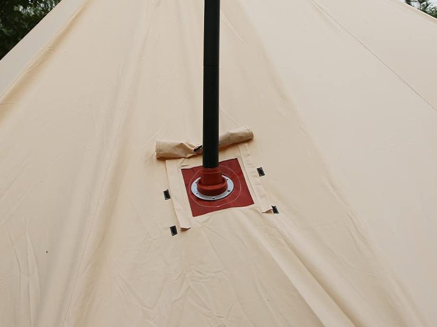 A stove jack on the Unistrengh Cotton Canvas Bell Tent
