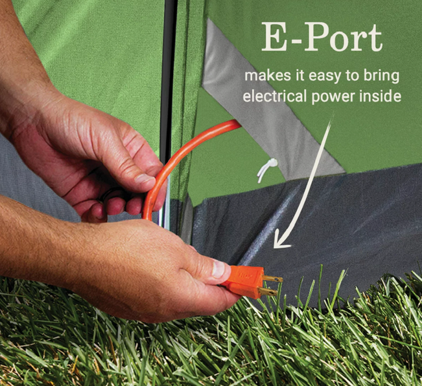An E-port on the Coleman Sundome 6-Person Tent