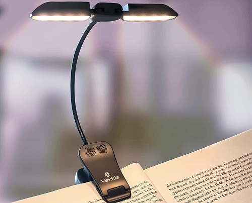 A book light attached to a book