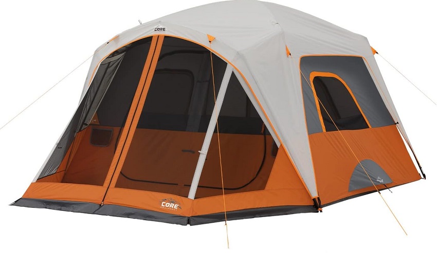 CORE 6-Person Straight Wall Cabin Tent With Screen Room tent