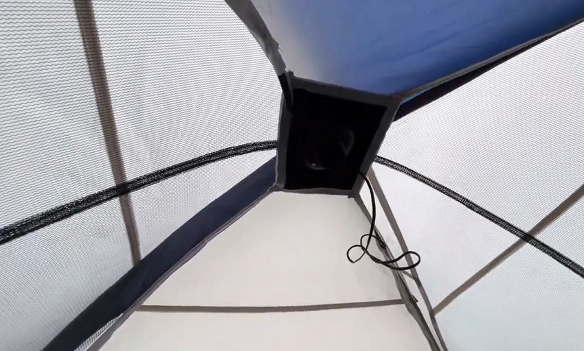 A built-in LED lighting system of the Coleman Elite Sundome Tent with LED Light System 