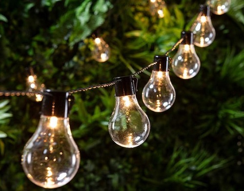 A hanging string of Edison lights