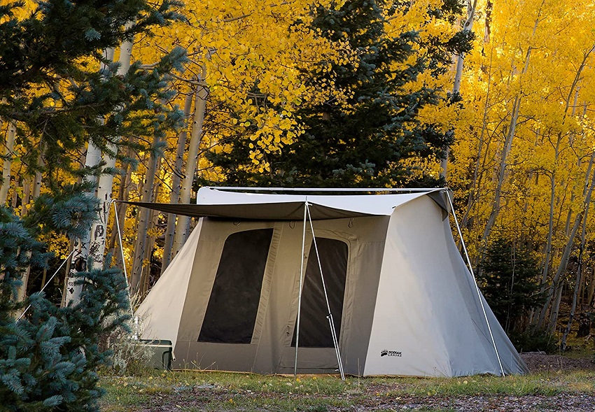 Kodiak Canvas Flex-Bow Deluxe Tent pitched in the autumn forest