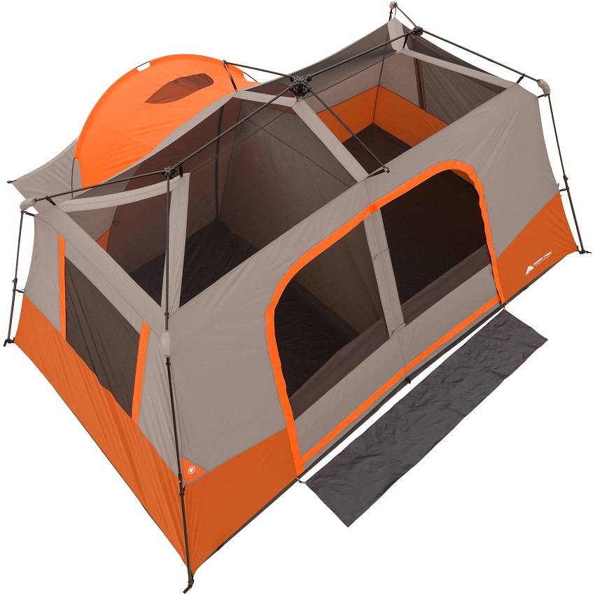 Breathability and ventilation in the open design of the Ozark Trail 11 Person 3 Room Instant Cabin Tent