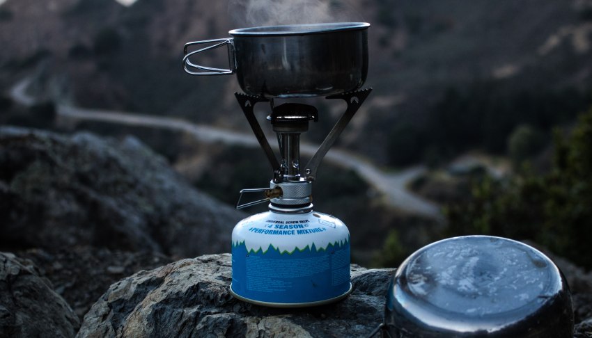 A camping gas stove
