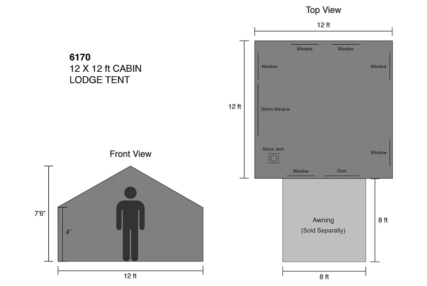 Kodiak 6170 8-Person Cabin Lodge Tent dimensions