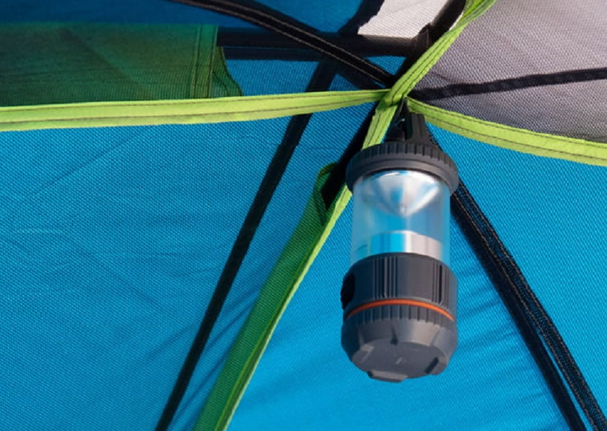 An interior loop with a hanging lantern inside the Ozark Trail 10-Person Family Camping Tent
