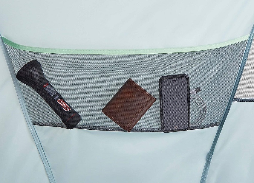 A storage pocket of the Coleman Skydome 12-Person XL Tent