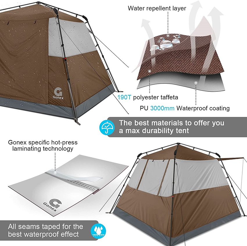 Water repellent layer of a tent
