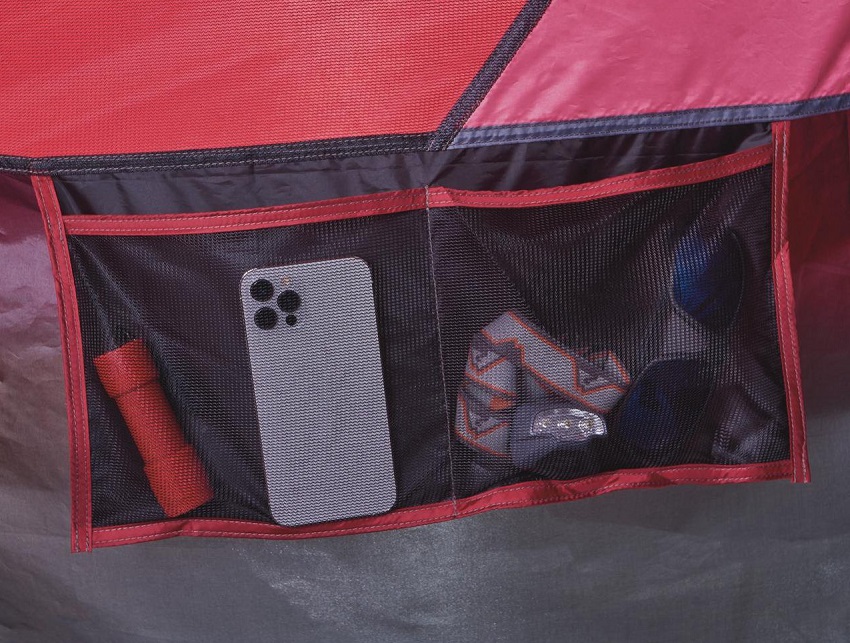A dual-section hanging pocket inside the Ozark Trail 10-Person Tunnel Tent
