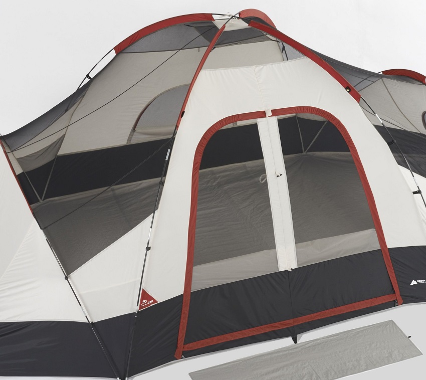 Mesh door, windows and roof of the Ozark Trail 8-Person Dome tent