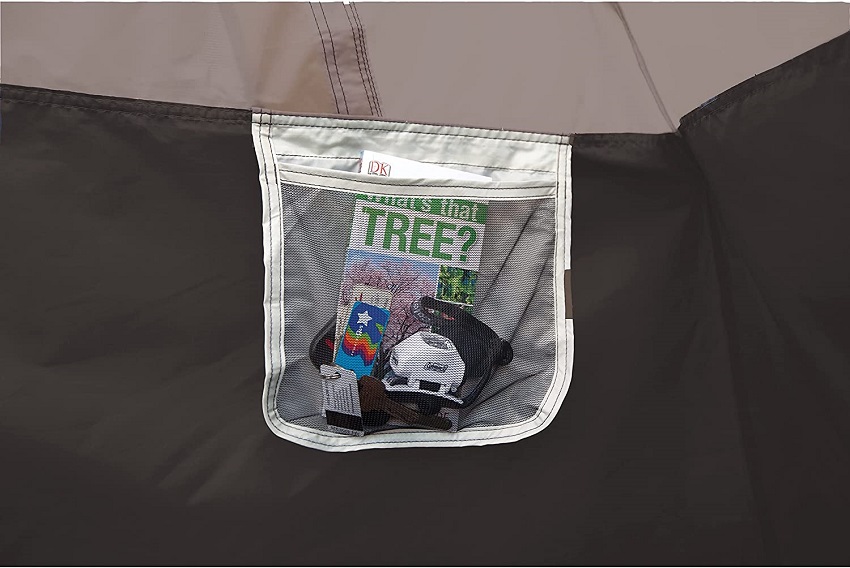 A storage pocket inside the Coleman 4-Person Cabin Camping Tent With Instant Setup