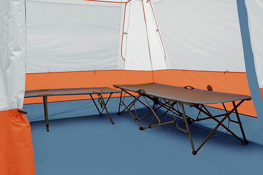 Two camping cots inside the Eureka Copper Canyon LX 4 person tent