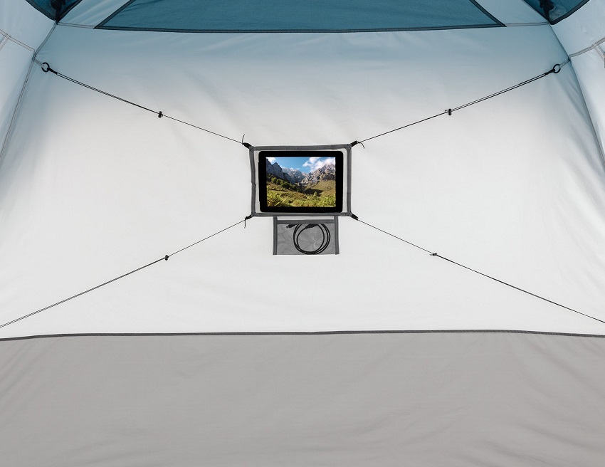 A media pocket inside the Ozark Trail 6-Person Instant Cabin Tent