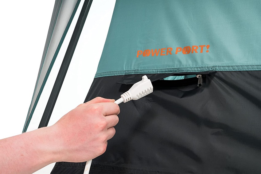 A power cord outlet on the Eureka Jade Canyon X6 Person Tent