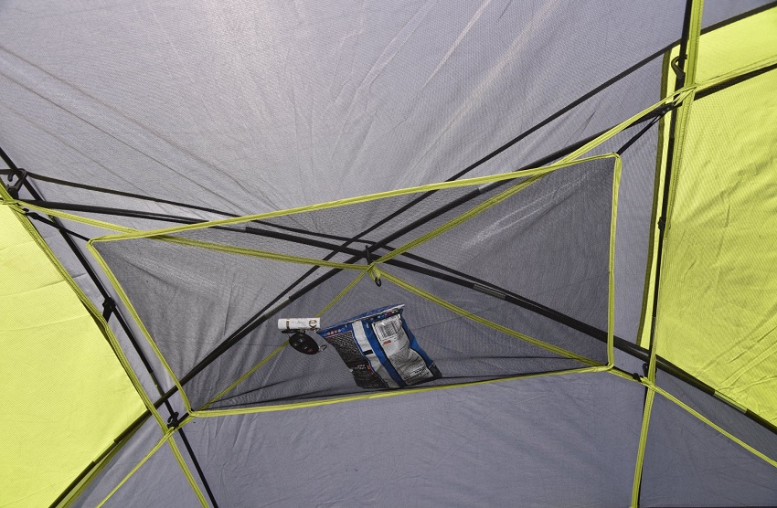 A mesh gear loft inside the Ozark Trail 6-Person Four Season Dome Tent