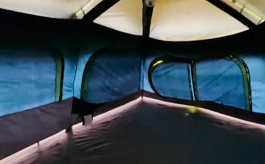 Interior of the Coleman Dark Room Sundome 6 tent