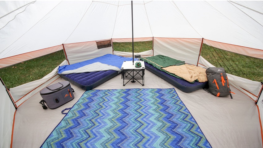 Spacious interior of the Ozark Trail 8 Person Yurt Camping Tent 