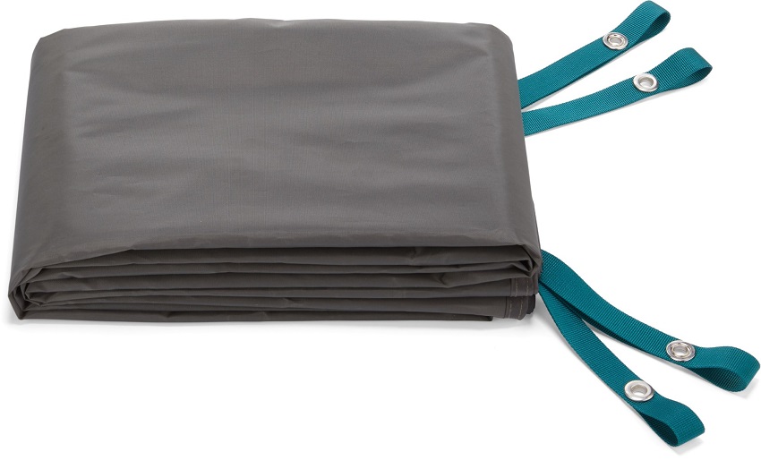 Coated 150 denier polyester floor of the REI Co-op Base Camp 4 tent