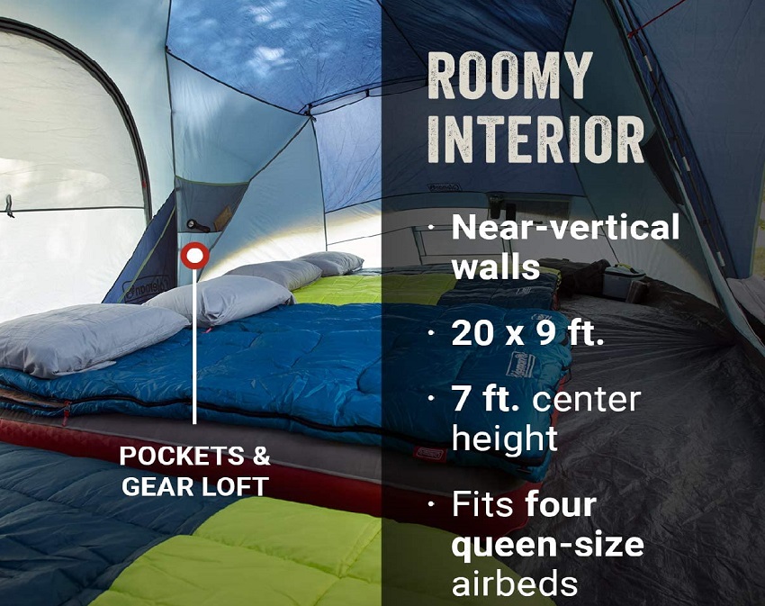 Coleman Skydome 8-Person XL Tent roomy interior