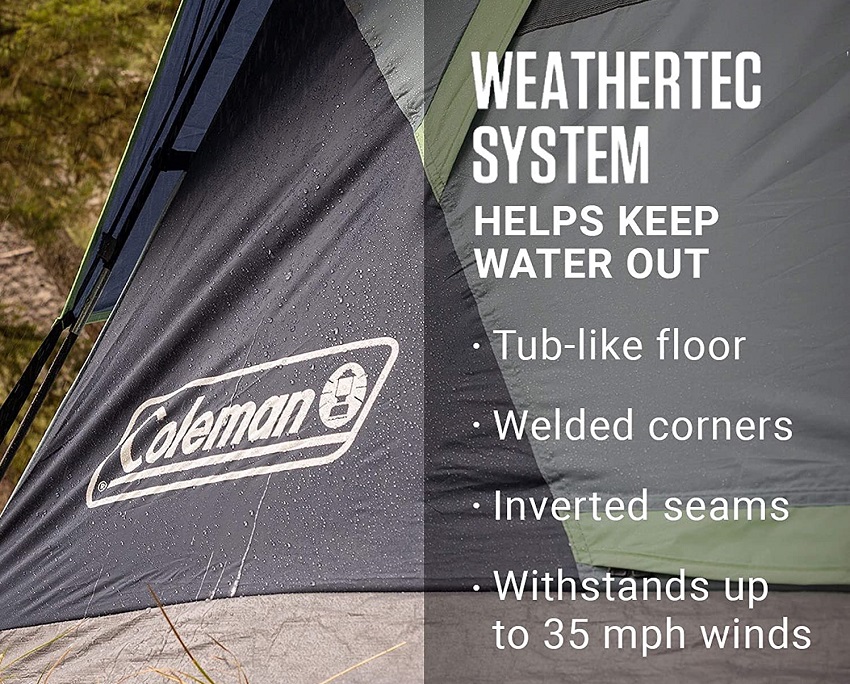 Coleman Skydome 4-Person Dark Room Tent WeatherTec system