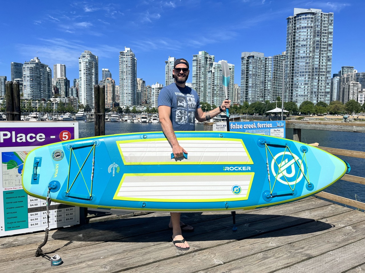 Author holds his iROCKER Cruiser SUP and a paddle